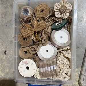 Assorted Crafting Supplies with Burlap and Lace